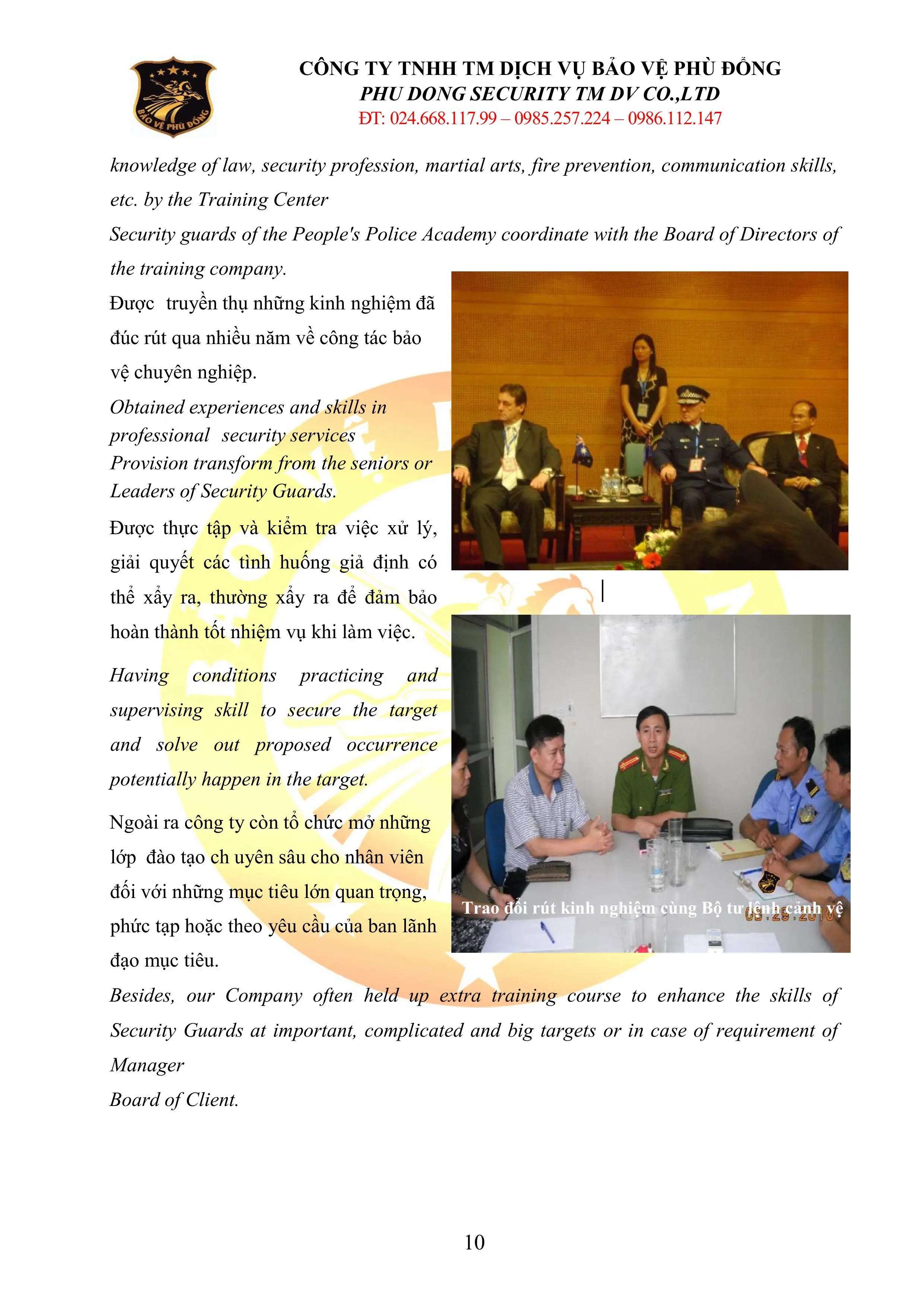 HỒ SƠ NĂNG LỰC BẢO VỆ PH&Ugrave; ĐỔNG