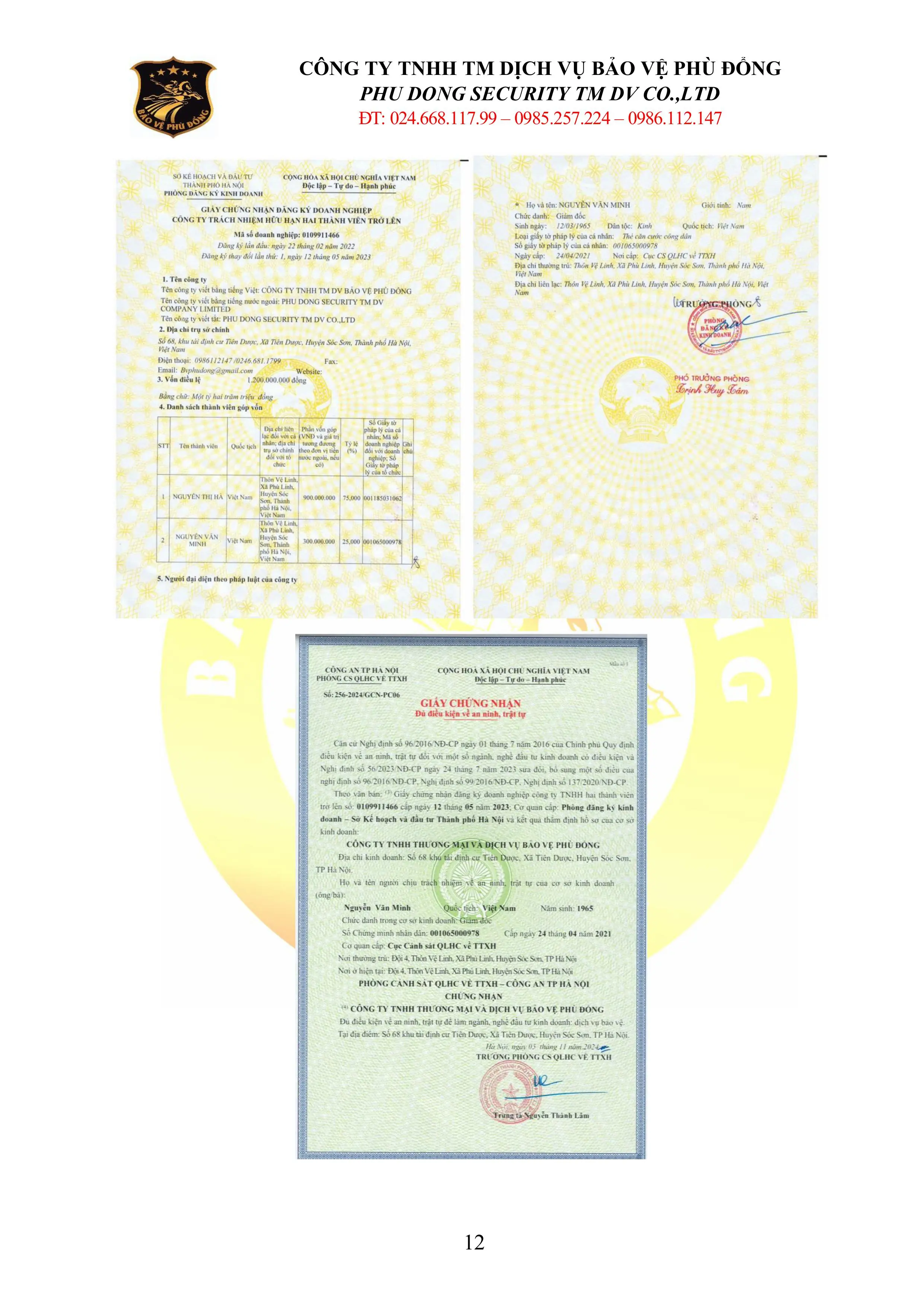 HỒ SƠ NĂNG LỰC BẢO VỆ PH&Ugrave; ĐỔNG