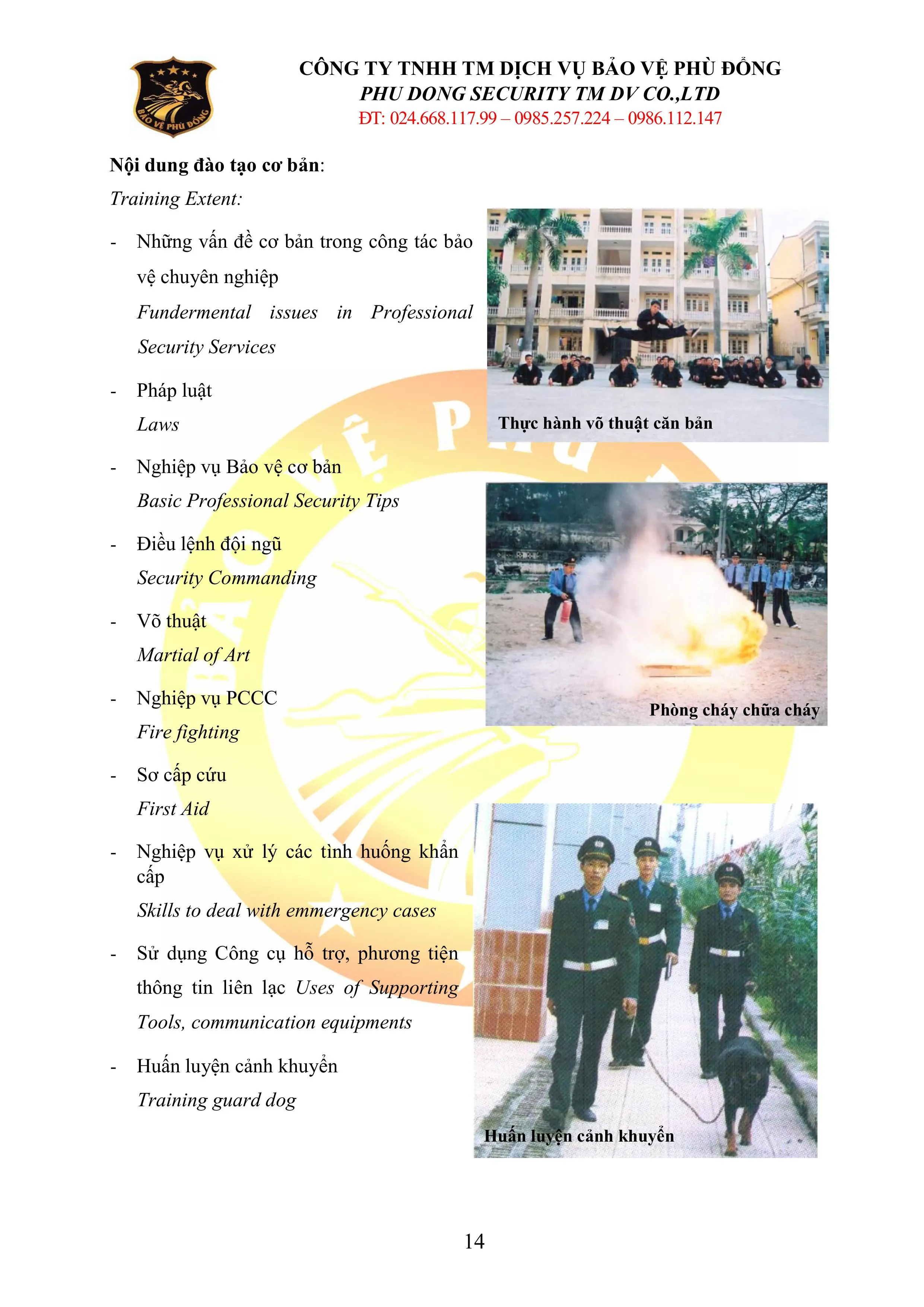 HỒ SƠ NĂNG LỰC BẢO VỆ PH&Ugrave; ĐỔNG