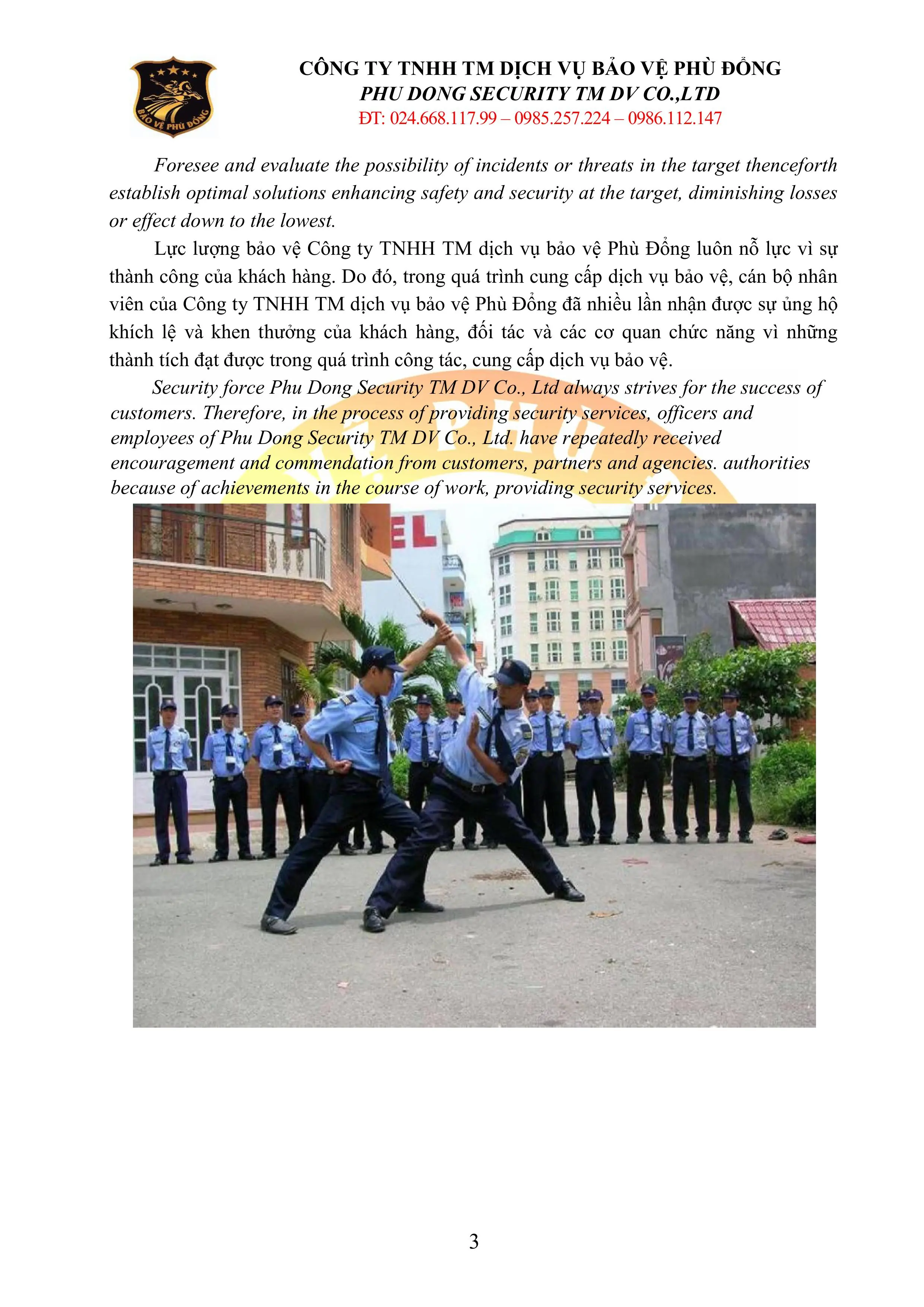 HỒ SƠ NĂNG LỰC BẢO VỆ PH&Ugrave; ĐỔNG