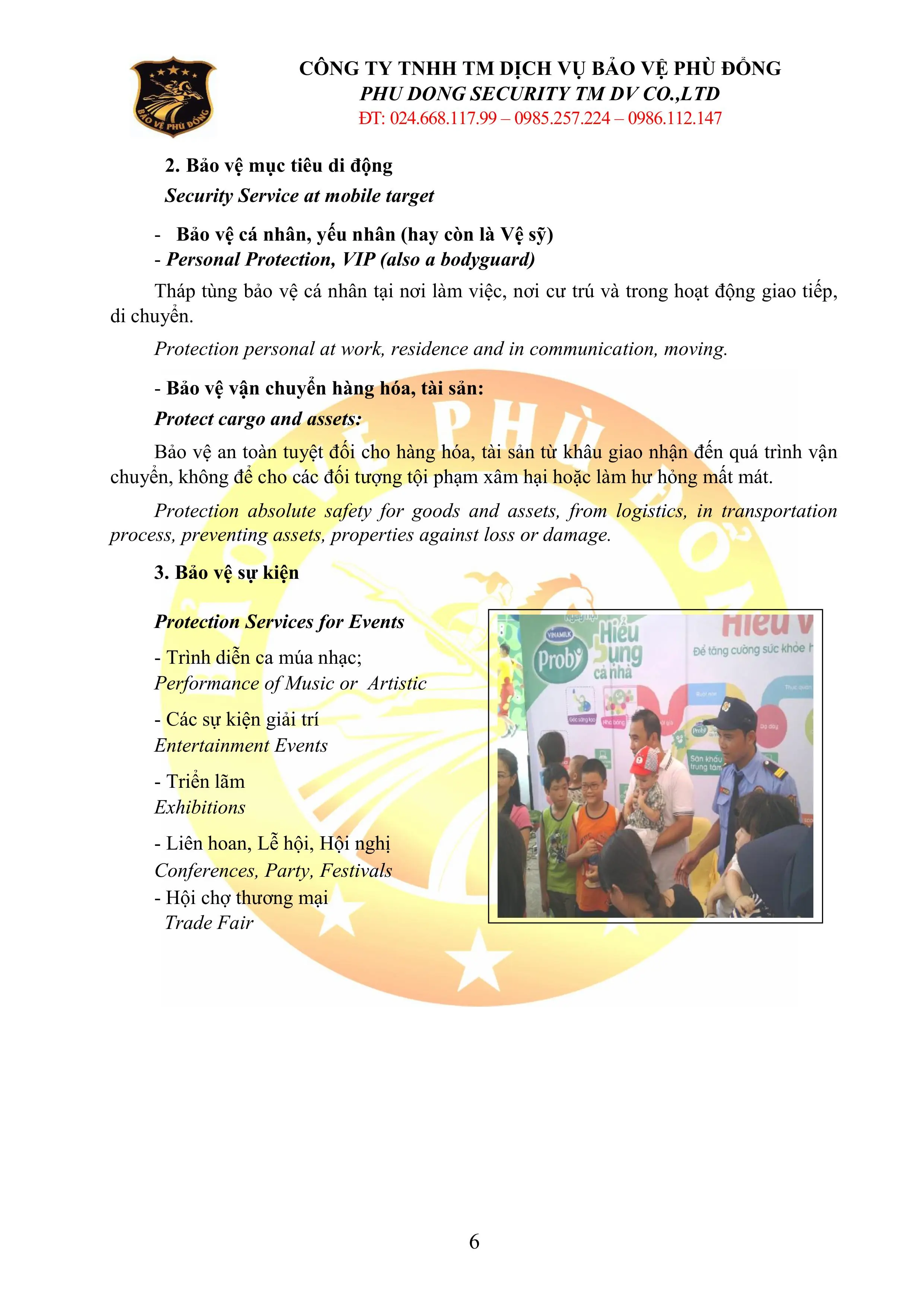 HỒ SƠ NĂNG LỰC BẢO VỆ PH&Ugrave; ĐỔNG